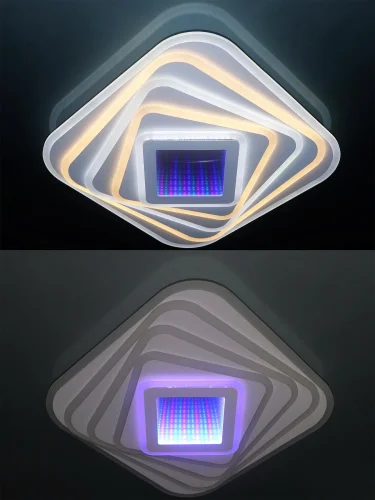 Люстра потолочная LED с пультом 81033/3C Natali Kovaltseva белая на 1 лампа, основание белое в стиле хай-тек с пультом квадраты фото 8