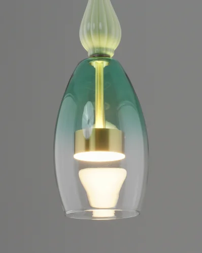 Светильник подвесной LED Corals V11150-PL Moderli зелёный на 1 лампу, основание золотое в стиле современный фото 4