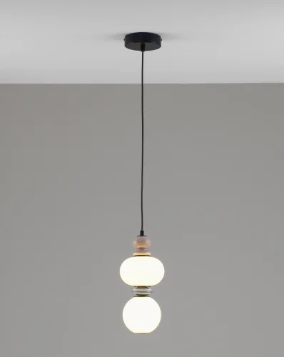 Светильник подвесной LED Glaze V11700-PL Moderli белый на 1 лампу, основание чёрное в стиле современный фото 2