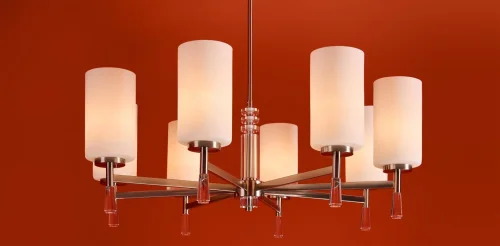 Люстра на штанге Chic FR2031PL-08N Freya белая на 8 ламп, основание никель в стиле классический фото 7 Люстра на штанге Chic FR2031PL-08N Freya белая на 8 ламп, основание никель в стиле классический фото 7