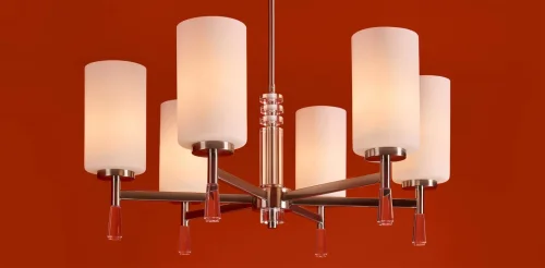 Люстра на штанге Chic FR2031PL-06N Freya белая на 6 ламп, основание никель в стиле классический фото 7 Люстра на штанге Chic FR2031PL-06N Freya белая на 6 ламп, основание никель в стиле классический фото 7