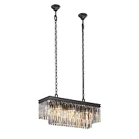 Люстра подвесная V5146-1/10 Vitaluce прозрачная на 10 ламп, основание чёрное в стиле современный классический 