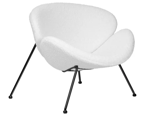 Кресло дизайнерское  72-LMO EMILY, цвет сиденья букле белый, цвет основания черный Dobrin, белый/букле, ножки/металл/чёрный, размеры - ****810*780 фото 3