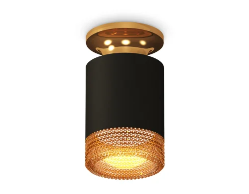 Светильник накладной Techno spot XS6302162 Ambrella light чёрный жёлтый 1 лампа, основание золотое в стиле модерн круглый