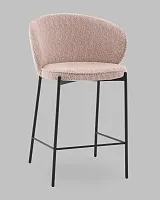 Стул полубарный Тисдейл букле розово-персиковый УТ000041694 Stool Group, розовый/букле, ножки/металл/чёрный, размеры - *****