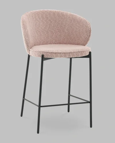 Стул полубарный Тисдейл букле розово-персиковый УТ000041694 Stool Group, розовый/букле, ножки/металл/чёрный, размеры - *****