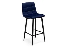 Полубарный стул Чилли К синий / черный 533169 Woodville, синий/велюр, ножки/металл/чёрный, размеры - ****430*420