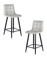 Стул полубарный набор 2 шт. SET-2 8078-1-LML OLIVIA, цвет сиденья светло-серый велюр (108-52), черные матовые ножки Dobrin, /велюр, ножки/металл/чёрный, размеры - *940***430*520 Стул полубарный набор 2 шт. SET-2 8078-1-LML OLIVIA, цвет сиденья светло-серый велюр (108-52), черные матовые ножки Dobrin, /велюр, ножки/металл/чёрный, размеры - *940***430*520