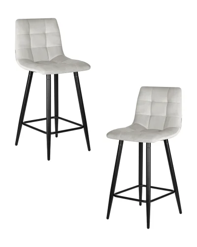 Стул полубарный набор 2 шт. SET-2 8078-1-LML OLIVIA, цвет сиденья светло-серый велюр (108-52), черные матовые ножки Dobrin, /велюр, ножки/металл/чёрный, размеры - *940***430*520 Стул полубарный набор 2 шт. SET-2 8078-1-LML OLIVIA, цвет сиденья светло-серый велюр (108-52), черные матовые ножки Dobrin, /велюр, ножки/металл/чёрный, размеры - *940***430*520