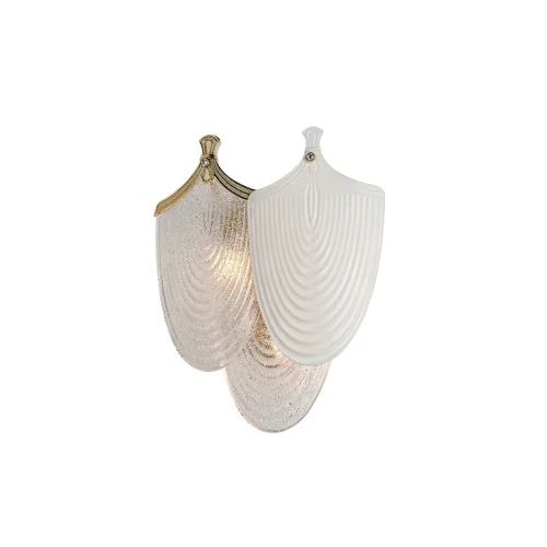 Бра Porcela 5051/3W Odeon Light прозрачный белый на 3 лампы, основание золотое в стиле современный флористика  фото 3