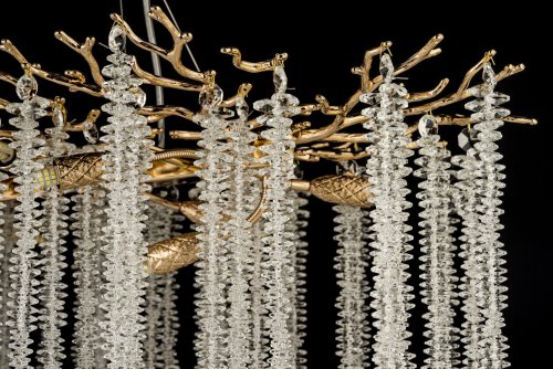 Люстра подвесная Tavenna H 1.5.100x40.100 G Dio D'Arte прозрачная на 14 ламп, основание золотое в стиле современный классический флористика ветви фото 2