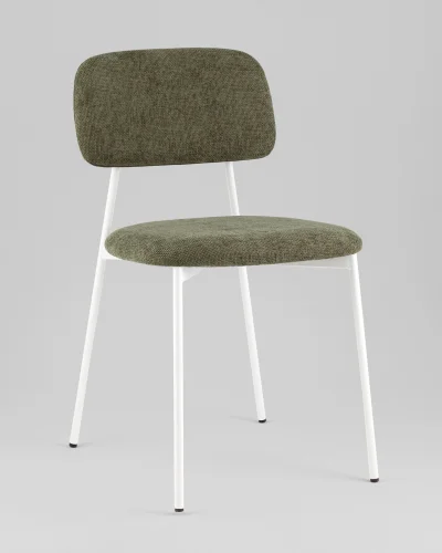 Стул Chao, зеленый, белые ножки, 2шт./уп. УТ000039972 Stool Group, зелёный/рогожка, ножки/металл/белый, размеры - *780****