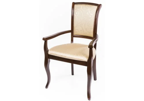 Кресло Murano тобакко 1130 Woodville, бежевый золотой/ткань, ножки/массив гевеи дерево/коричневый, размеры - ****610* фото 7