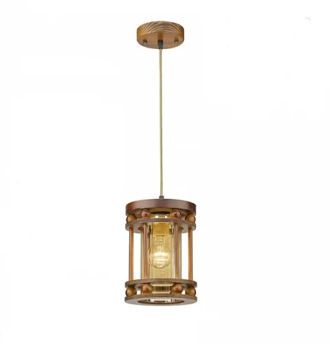 Светильник подвесной 543-706-01 Velante коричневый янтарный бежевый 1 лампа, основание коричневое в стиле кантри  фото 2