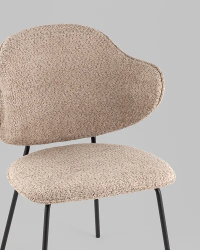 Стул Bellamy, букле кофейный УТ000040257 Stool Group, бежевый коричневый/букле, ножки/металл/чёрный, размеры - *820**** фото 2