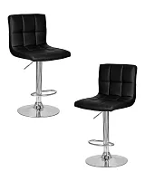 Стул барный набор 2 шт. SET-2 5006-LM CANDY, цвет сиденья черный, цвет основания хром Dobrin, /экокожа, ножки/металл/хром, размеры - 950*1160***460*520