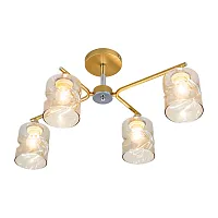 Люстра потолочная Клод CL137142 Citilux янтарная на 4 лампы, основание золотое в стиле современный 