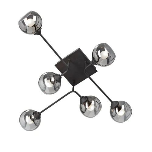 Люстра потолочная V4795-1/6PL Vitaluce чёрная серая на 6 ламп, основание чёрное в стиле арт-деко шар фото 3 Люстра потолочная V4795-1/6PL Vitaluce чёрная серая на 6 ламп, основание чёрное в стиле арт-деко шар фото 3
