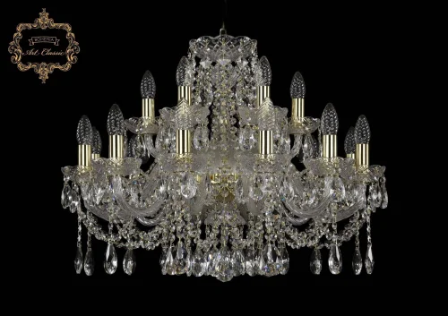 Люстра подвесная хрустальная 11.12.12+6.240.Gd.Sp Bohemia Art Classic прозрачная на 18 ламп, основание золотое в стиле классический 