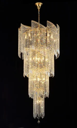 Люстра подвесная GRANDE SP25 D800 GOLD Crystal Lux прозрачная на 25 ламп, основание золотое в стиле современный 