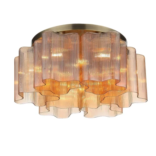 Люстра потолочная Onde SL117.302.06 ST-Luce янтарная на 6 ламп, основание бронзовое в стиле современный 
