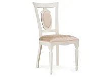 Деревянный стул Лино молочный / ромб 02 494210 Woodville, бежевый/ткань, ножки/массив бука дерево/белый, размеры - ****480*560
