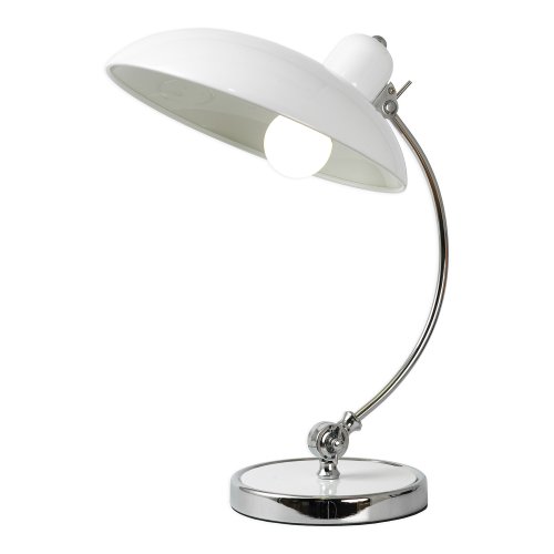 Настольная лампа Falcon LSP-5006 Lussole белая на 1 лампу, основание хром металл в стиле современный 