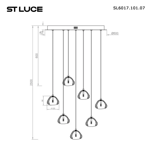 Светильник подвесной LED Waterfall SL6017.101.07 ST-Luce прозрачный 7 ламп, основание хром в стиле современный каскад фото 6