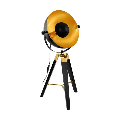 Торшер лофт COVALEDA 49617 Eglo прожектор на треноге золотой 1 лампа, основание чёрное в стиле лофт
