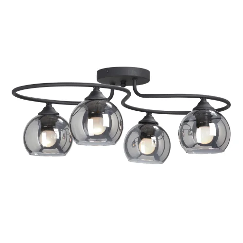 Люстра потолочная V4965-1/4PL Vitaluce чёрная серая на 4 лампы, основание чёрное в стиле арт-деко шар фото 4 Люстра потолочная V4965-1/4PL Vitaluce чёрная серая на 4 лампы, основание чёрное в стиле арт-деко шар фото 4