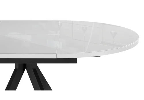 Стеклянный стол Ален 100(140)х100х74 ультра белое стекло / черный 516558 Woodville столешница белая из стекло фото 3