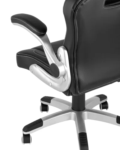 Кресло спортивное TopChairs Genesis, черное УТ000004556 Stool Group, чёрный/экокожа, ножки/металл/хром, размеры - ****625*660 фото 8