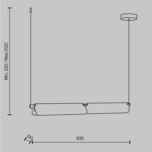 Светильник подвесной LED Flat MOD296PL-L20BS3K Maytoni серый на 1 лампу, основание чёрное в стиле хай-тек современный линейный фото 6