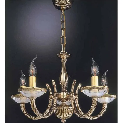 Люстра подвесная  L 4750/5 Reccagni Angelo белая на 5 ламп, основание золотое в стиле классический 