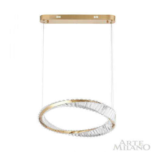 Люстра подвесная LED с пультом AM-Venezia 318311/D600 GD Arte Milano прозрачная на 1 лампу, основание золотое в стиле современный кольца с пультом фото 4