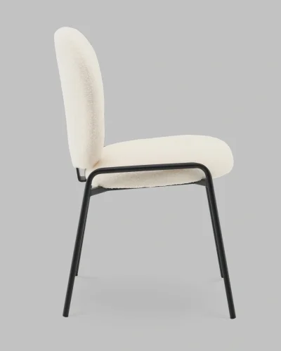 Стул Моллек букле молочный УТ000041520 Stool Group, белый/букле, ножки/сталь/чёрный, размеры - ***** фото 3