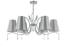 Люстра подвесная RENATA SP6 SILVER Crystal Lux серебряная на 6 ламп, основание серебряное в стиле арт-деко 