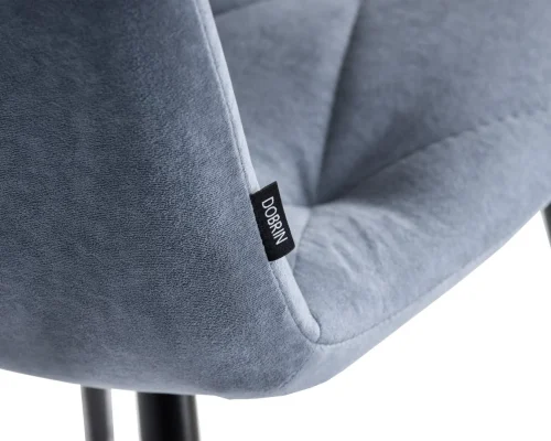 Стул обеденный 006 DOBRIN CHILLY ROMBO, цвет сиденья серо-голубой Simple 26, цвет основания черный Dobrin, серый синий/велюр, ножки/металл/чёрный, размеры - ****460*550 фото 7