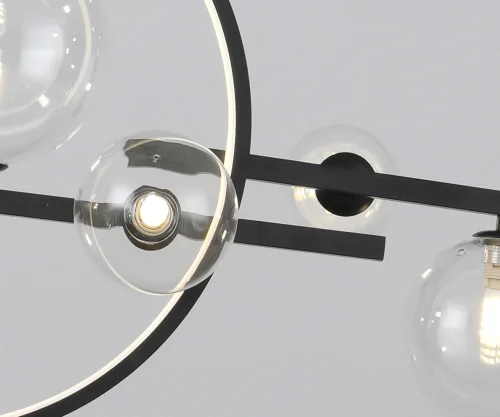 Светильник подвесной Иона 09408-10L,19 Kink Light прозрачный 10 ламп, основание чёрное в стиле современный лофт молекула шар фото 2