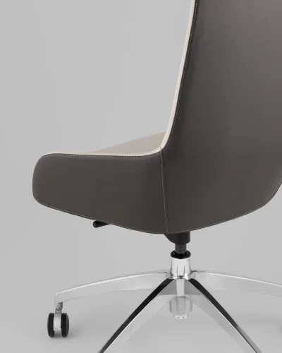 Кресло руководителя TopChairs Soulo, бежевый, серый УТ000039418 Stool Group, бежевый/экокожа, ножки/металл/хром, размеры - *1220**** фото 6