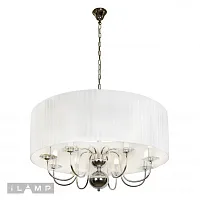 Люстра подвесная Lucia P5784-8 CR iLamp белая на 8 ламп, основание хром в стиле американский современный 