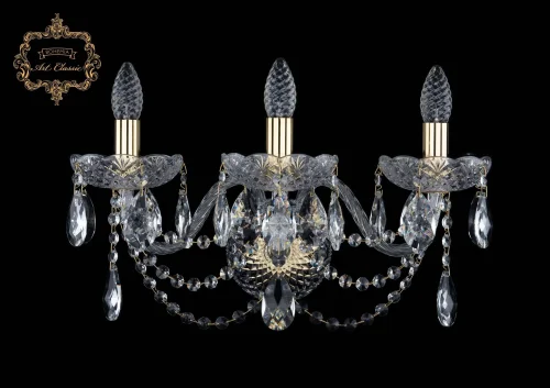 Бра 10.11.3.195.XL.Gd.Sp Bohemia Art Classic прозрачный на 3 лампы, основание золотое в стиле классический 