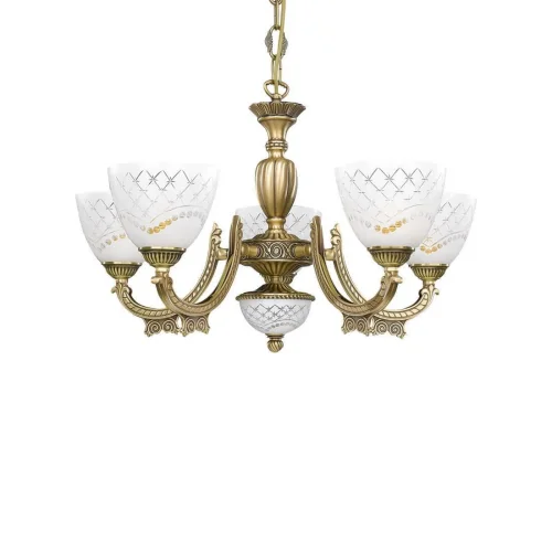 Люстра подвесная  L 7052/5 Reccagni Angelo белая на 5 ламп, основание античное бронза в стиле классический  фото 2