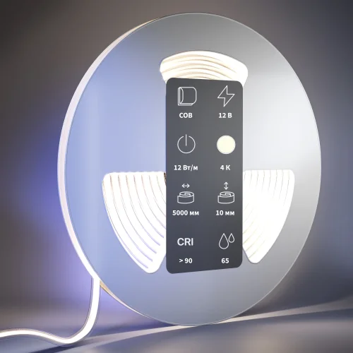 Светодиодная лента 24В COB 12Вт/м 4000К 5м IP 65 201079 Maytoni цвет LED нейтральный белый 4000K, световой поток Lm фото 3