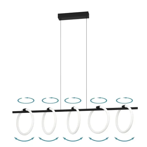 Светильник подвесной LED Caranacoa 900563 Eglo белый на 1 лампу, основание чёрное в стиле современный хай-тек минимализм кольца фото 3