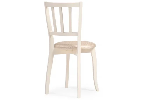 Деревянный стул Айра молочный / ромб 450677 Woodville, бежевый/ткань, ножки/массив бука/молочный, размеры - ****400*480 фото 4