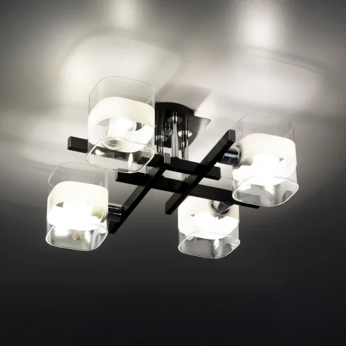 Люстра потолочная Вирта CL139242 Citilux прозрачная на 4 лампы, основание чёрное в стиле современный  фото 4