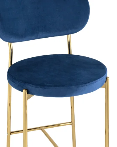 Cтул полубарный Барбара, велюр синий, золотые ножки УТ000028063 Stool Group, синий/велюр, ножки/металл/золотой, размеры - ****485*535 фото 6
