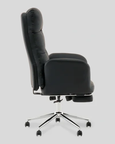 Кресло руководителя TopChairs Solid с оттоманкой, черный УТ000040808 Stool Group, чёрный/экокожа, ножки/металл/хром, размеры - 1200*1280**** фото 4