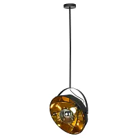 Светильник подвесной Klamath LSP-0556-C160 Lussole чёрный золотой 1 лампа, основание чёрное в стиле лофт 